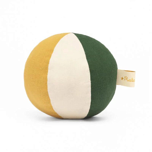 Мяч мягкий текстильный Ratatam "Baby Mustard", горчичный с зеленым, 10 см